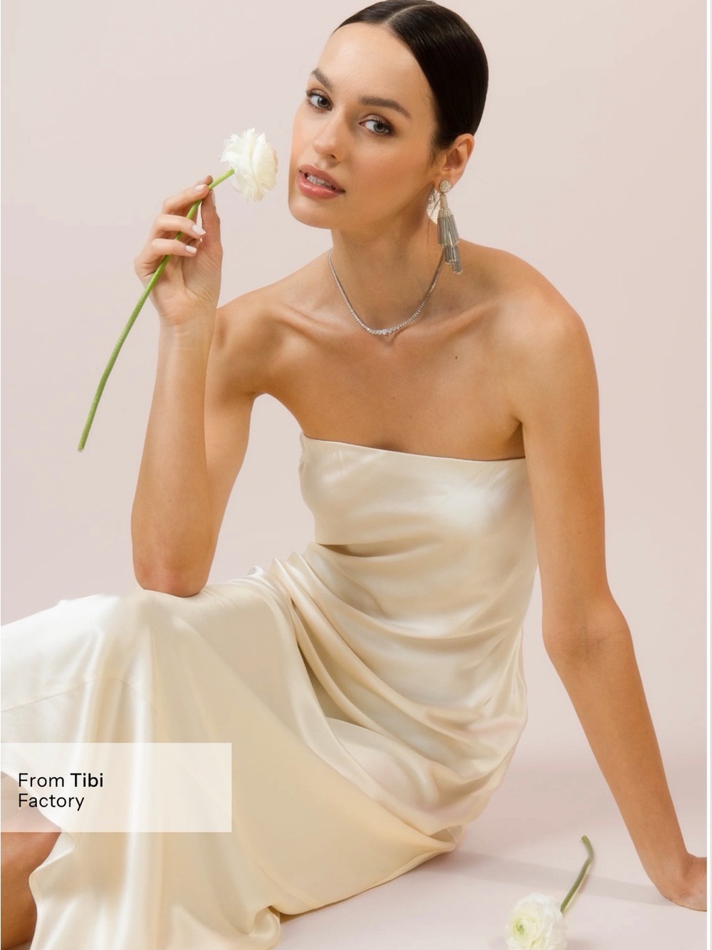 NWT Few Moda Reagan 100% Silk Ivory Strapless Maxi Dress M